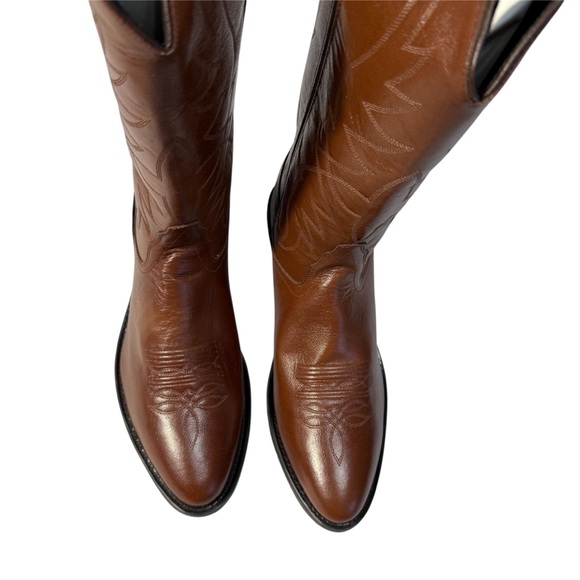 Sheplers Men’s Brown Leather Cowboy Boots Size 11 Western Pull-On NEW - Picture 7 of 12